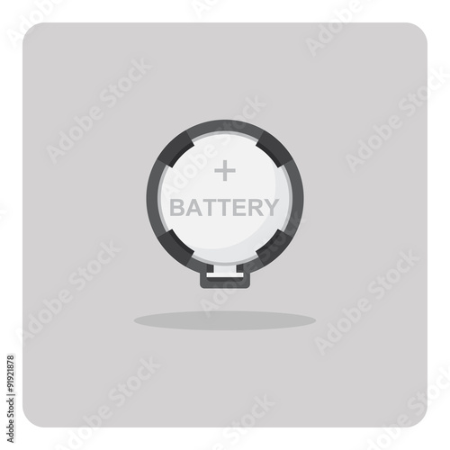 Vector of flat icon, button cell battery for motherboard on isolated background