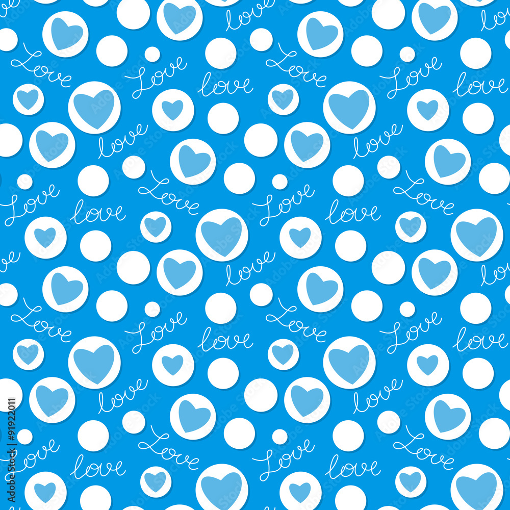 Seamless polka dot pattern with hearts