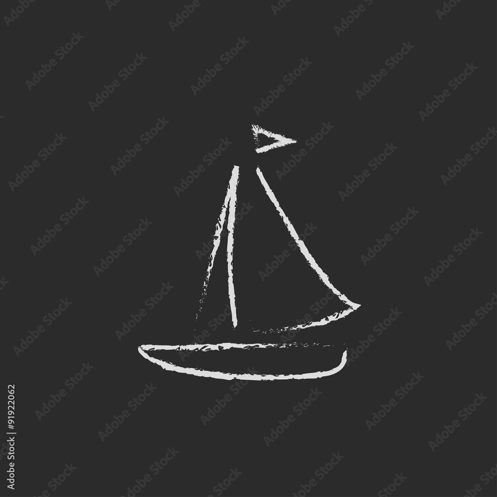 Sailboat icon drawn in chalk. Sailboat icon drawn in chalk.