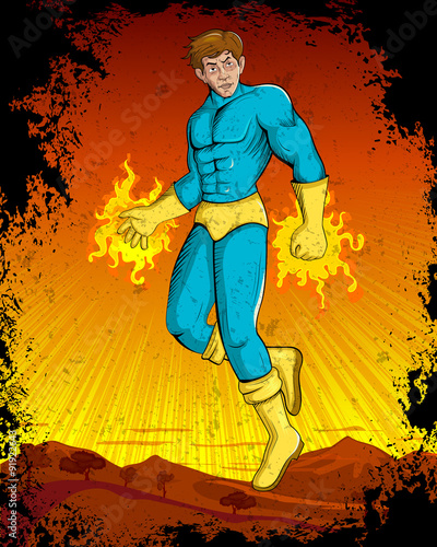 Retro style comics Superhero