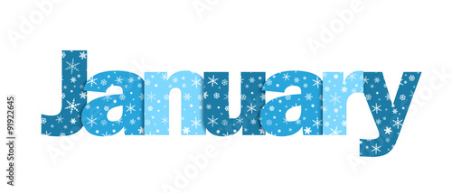 JANUARY Vector Snowflake Letters Icon (blue) photo