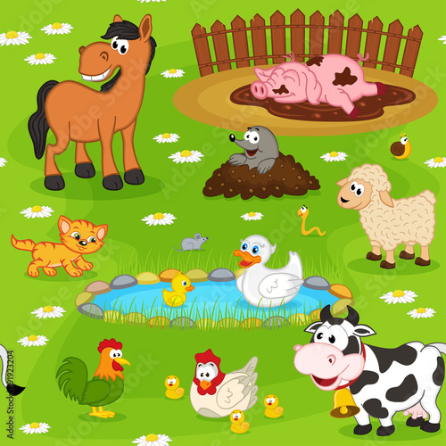 seamless pattern with farm animals - vector illustration, eps