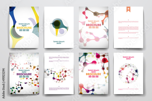 Set of brochure, poster design templates in DNA molecule style