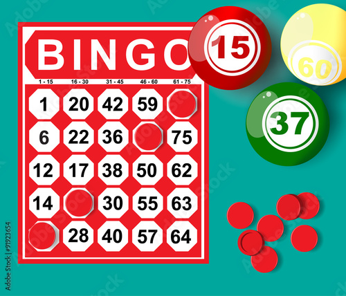 bingo card and ball