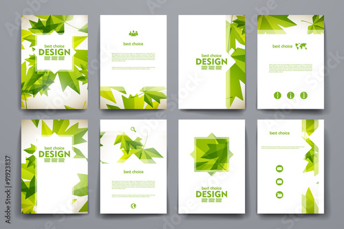 Set of brochure, poster design templates in autumn style