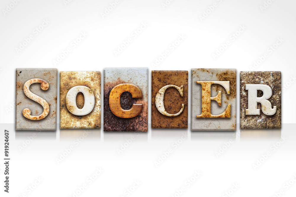 Soccer Letterpress Concept Isolated on White Soccer Letterpress Concept Isolated on White