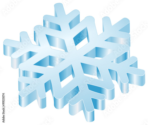 3D-Schneeflocke, Eiskristall, Winter, Symbol, Vektor, hellblau, freigestellt
