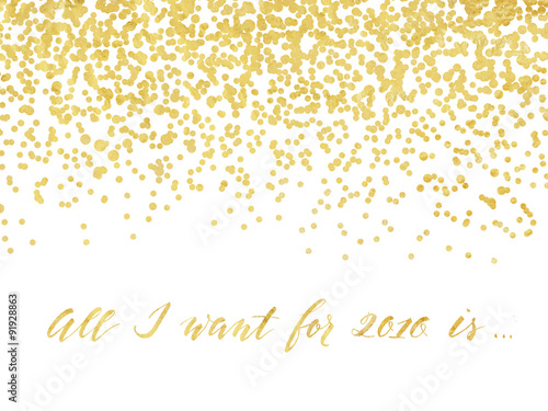 New Year design with golden foil confetti and lettering