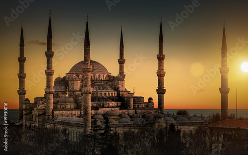 The Blue Mosque in Istanbul during sunset © nexusseven