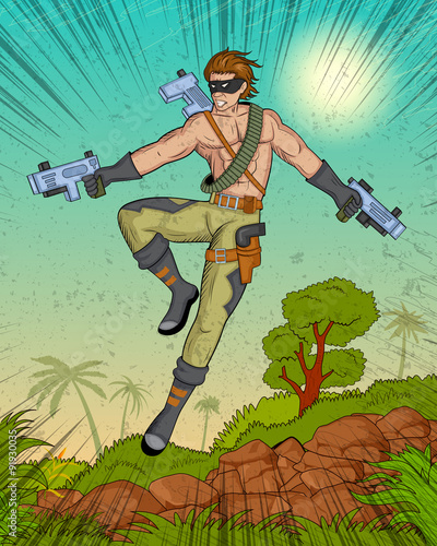 Retro style comics Superhero