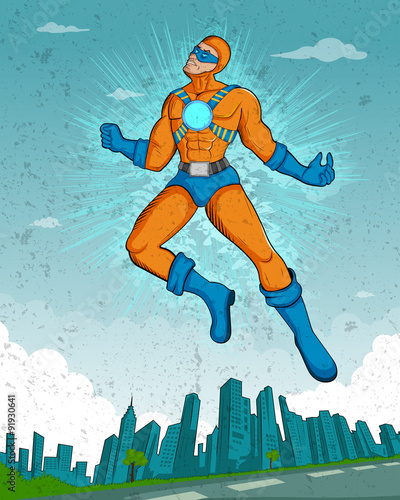 Retro style comics Superhero