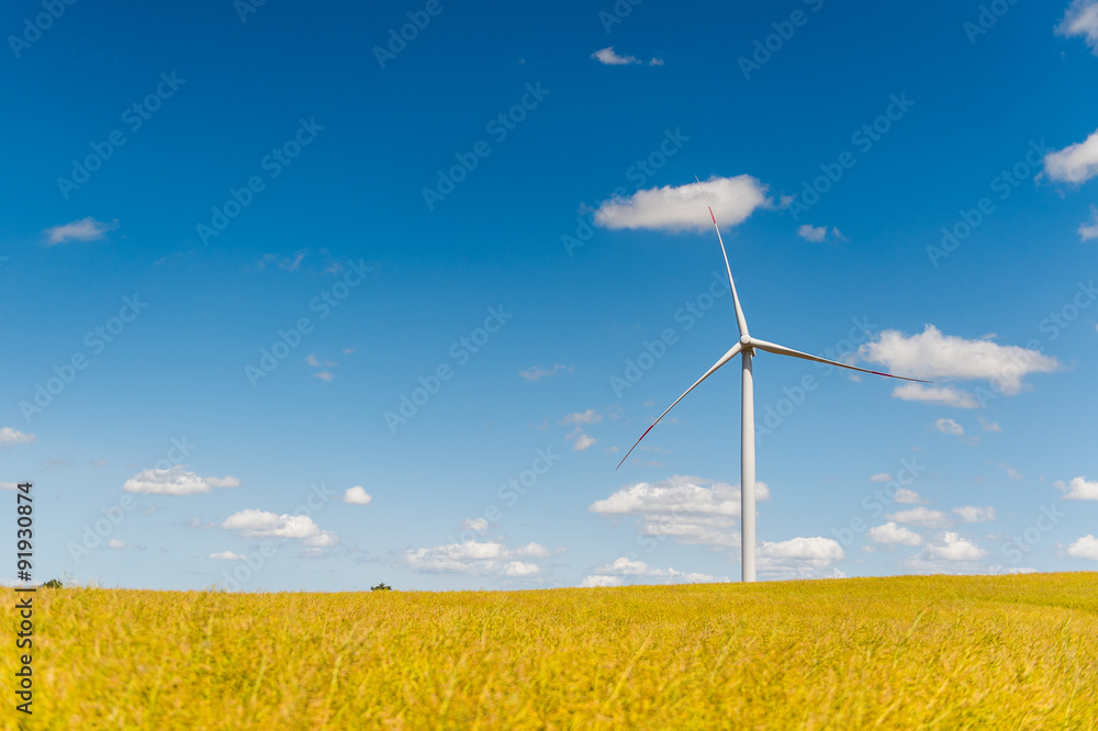 Windkraftanlage auf Getreidefeld Windkraftanlage auf Getreidefeld