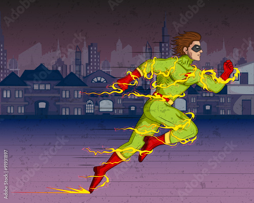 Retro style comics Superhero