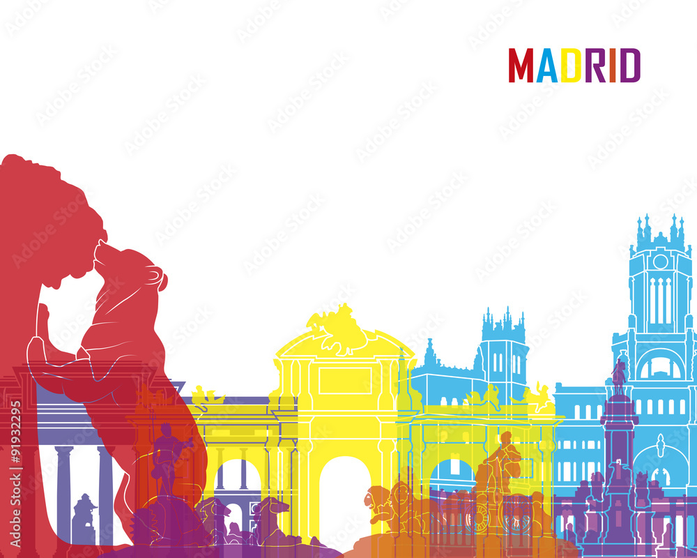 Madrid skyline pop - obrazy, fototapety, plakaty 