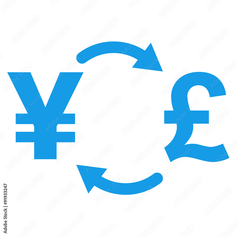Fototapeta premium Icono plano cambio yen libra azul