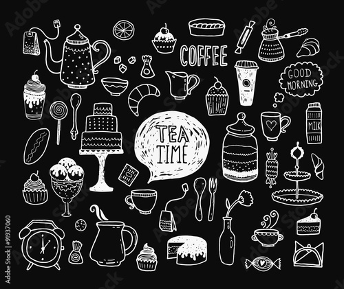 Hand drawn tea time collection
