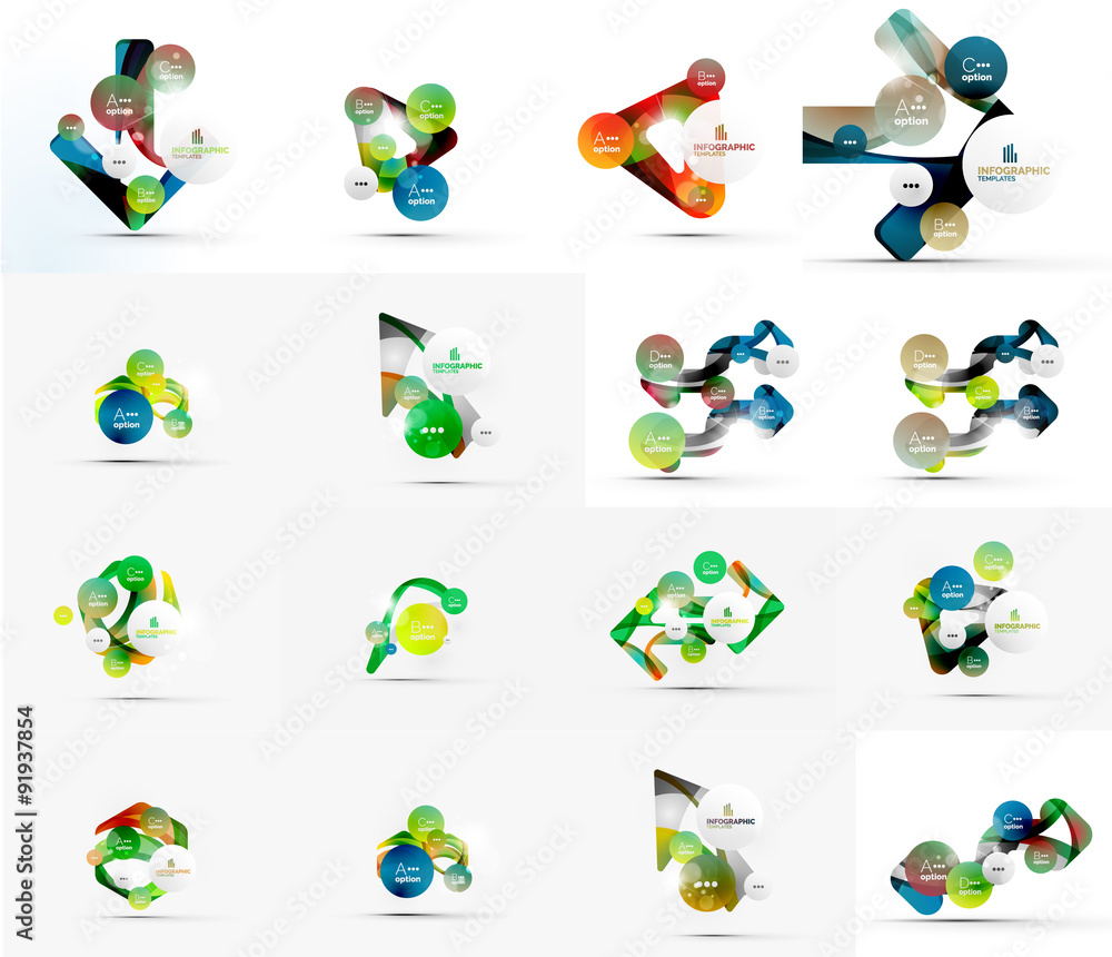Set of abstract geometric paper infographic banner templates Set of abstract geometric paper infographic banner templates