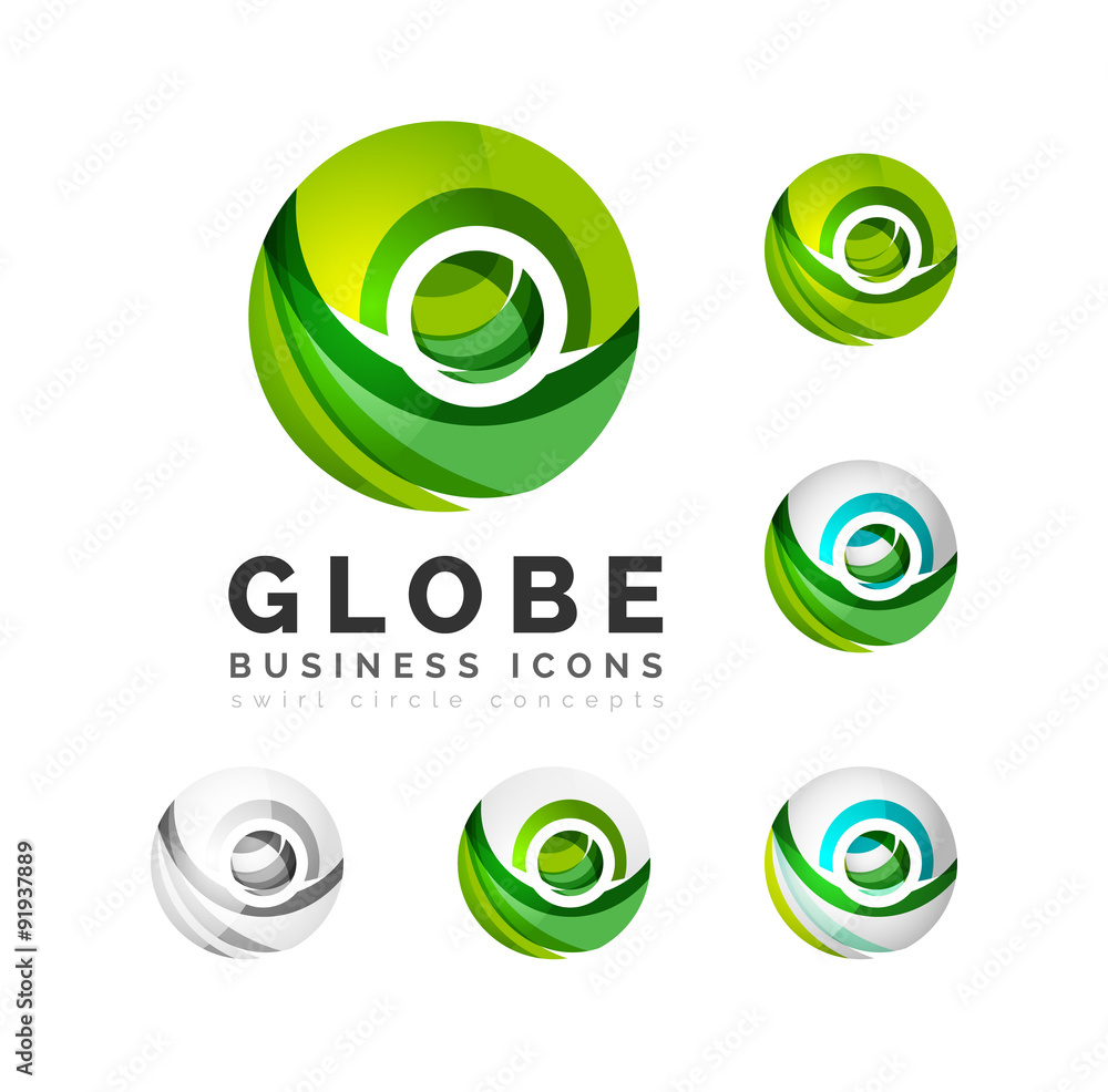 Set of globe sphere or circle logo business icons Set of globe sphere or circle logo business icons