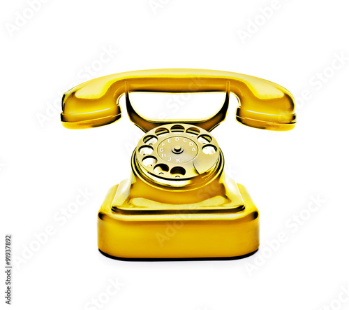 Goldenes Wählscheibentelefon