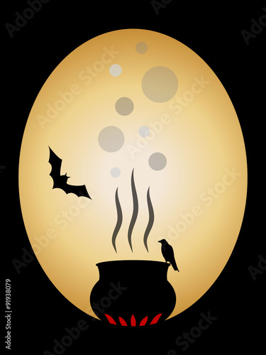 Halloween scarry couldron silhouette background