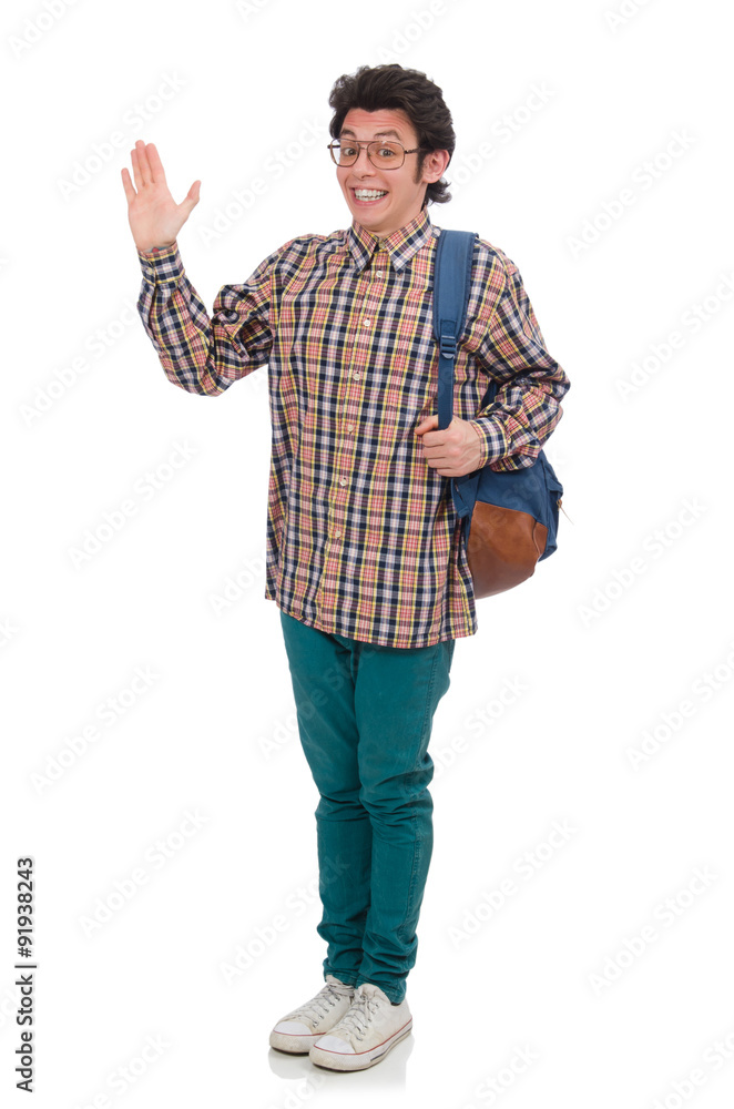 Student with backpack isolated on white Student with backpack isolated on white