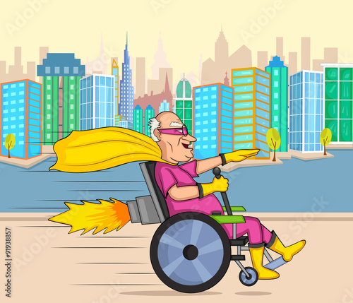 Retro style comics Superhero old man