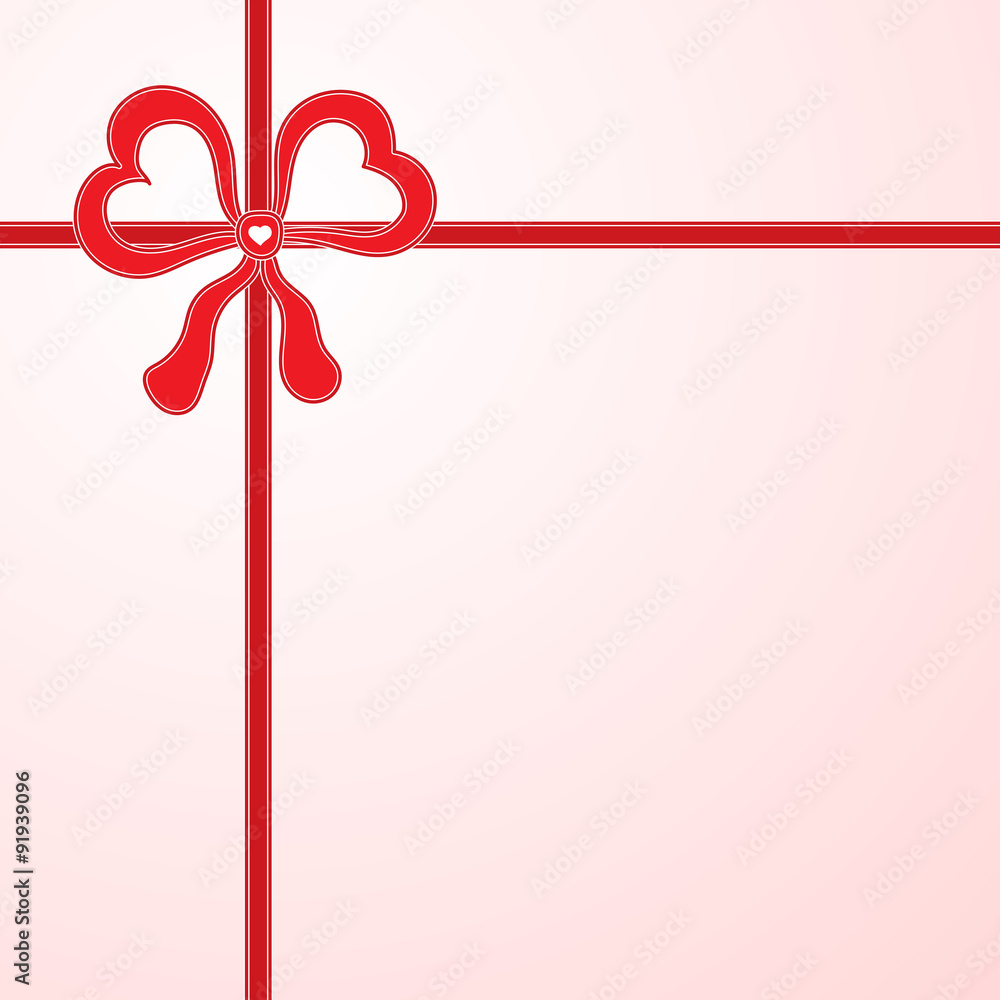 Hand drawn sketch of red festive bow in the shape of heart Hand drawn sketch of red festive bow in the shape of heart