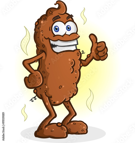 Poop Cartoon Character Standing Thumbs Up
