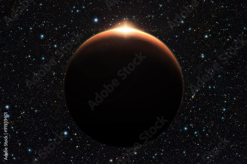 Fototapeta Naklejka Na Ścianę i Meble -  Planet Mars with sunrise in space