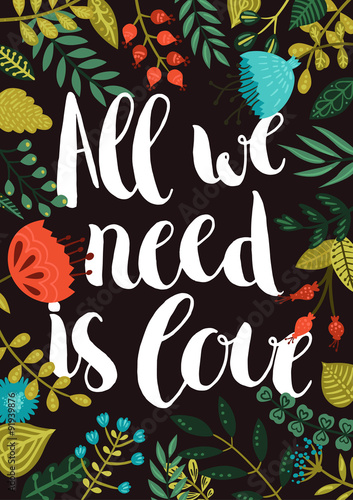 Inspirational vector poster with hand drawn lettering