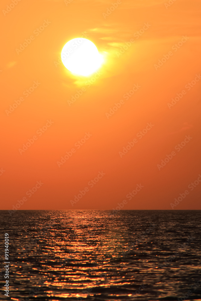 Summer sunset under sea