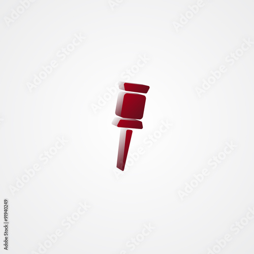 Pushpin Red 3d  illustration