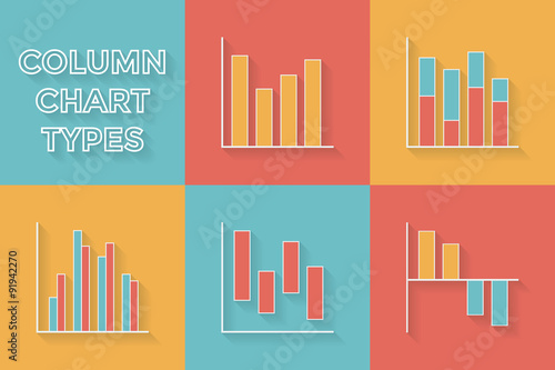 Icons in flat style. Graph types - Set of Infographic Elements