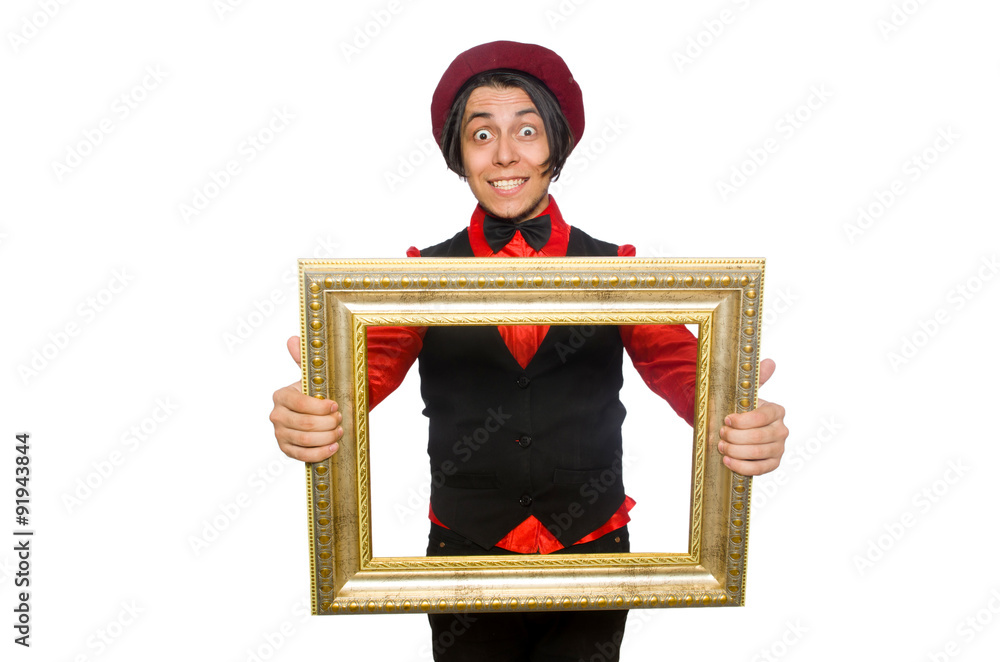 Fototapeta premium Funny artist isolated on white