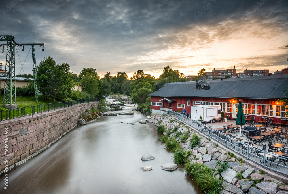 Sunset river lanscape in Helsinki