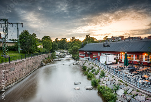 Obraz na płótnie Sunset river lanscape in Helsinki w salonie