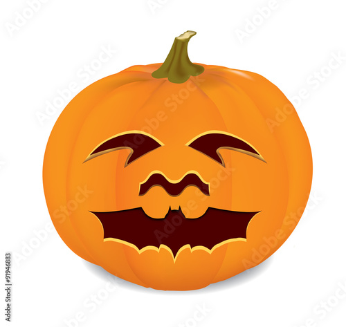 Halloween pumpkin with a carved bat