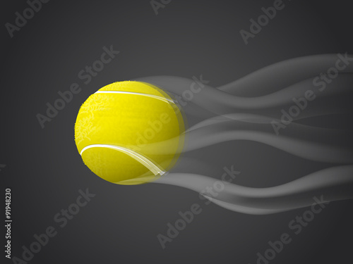 Fast moving Tennis Ball isolated on dark background.