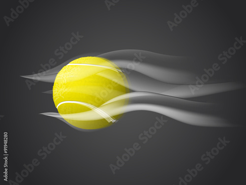 Fast moving Tennis Ball isolated on dark background.