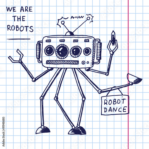 Vector hand draw robot 