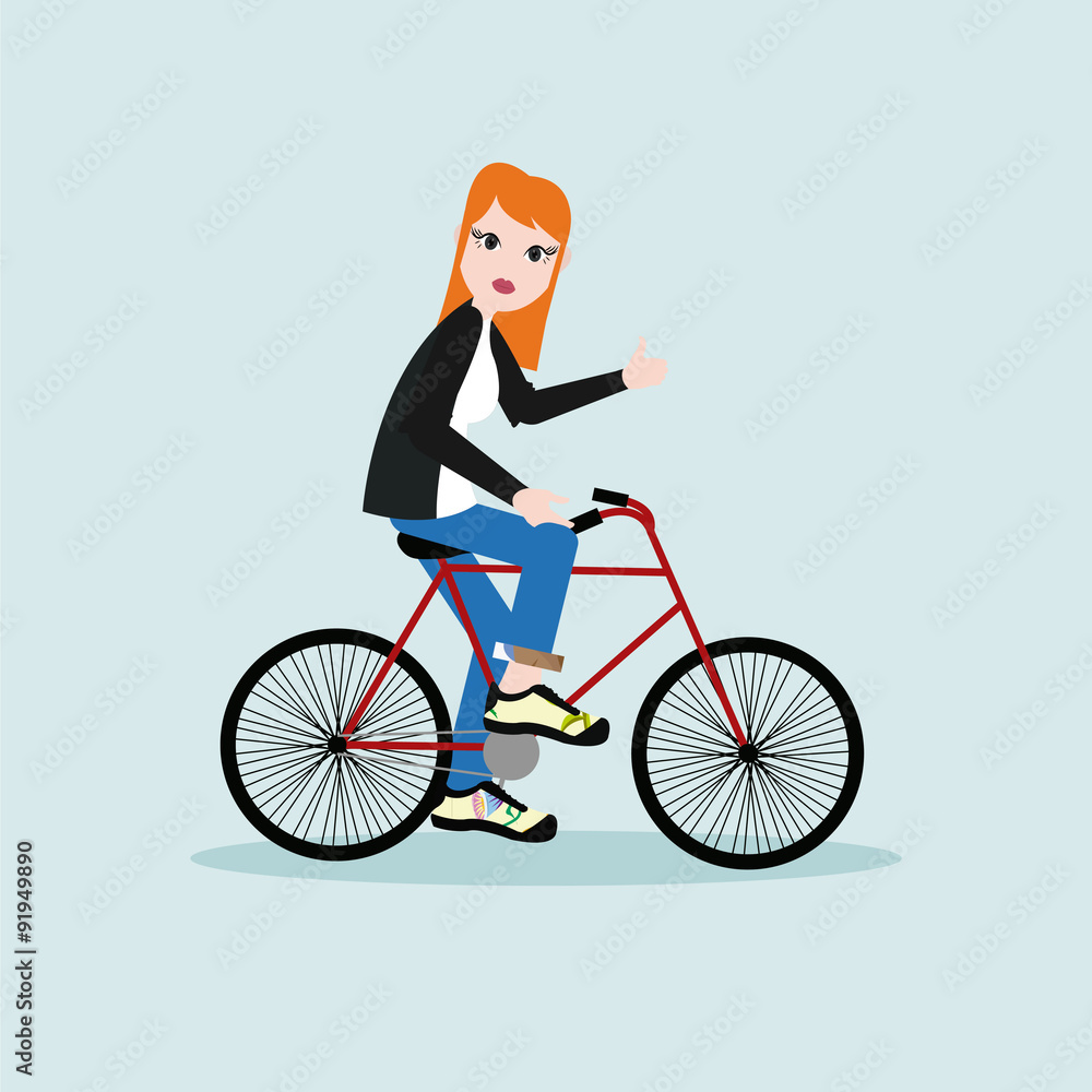 people on bicycle illustration over color background people on bicycle illustration over color background