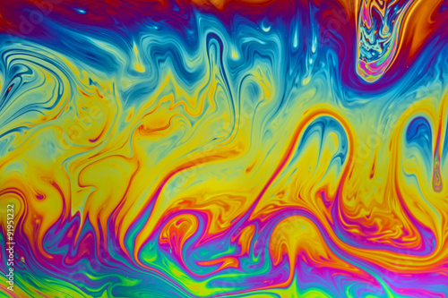 Psychedelic abstract background made from soap bubble reflecting light