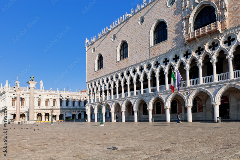 Saint Mark square with Campanile and Doge's Palace. Venice, Italy