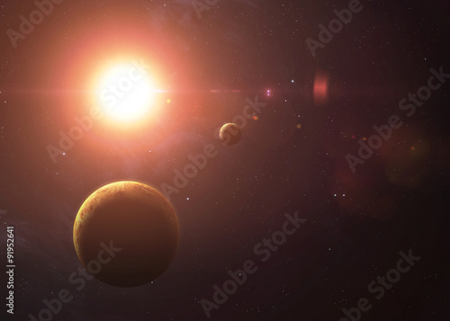 Fototapeta Naklejka Na Ścianę i Meble -  The Venus with Mercury from space showing all they beauty