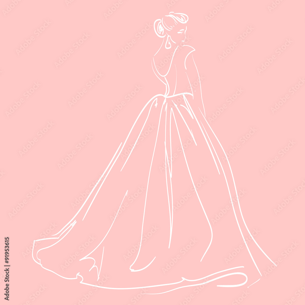 Sketch of woman's figure on pink background. Vector illustration Sketch of woman's figure on pink background. Vector illustration