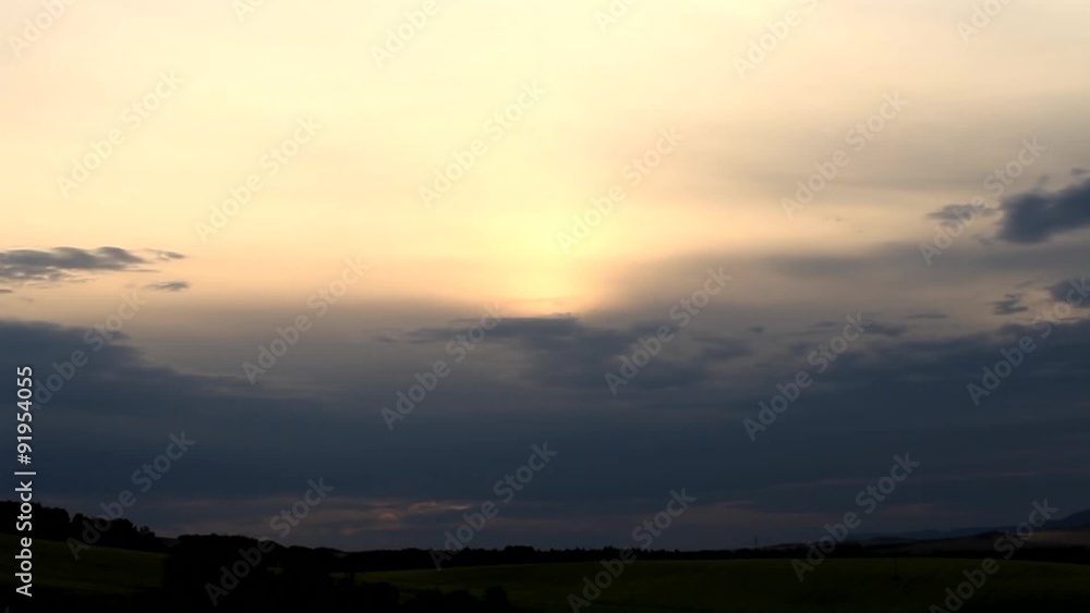 Sunset over field time-lapse Sunset over field time-lapse