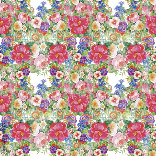Watercolor seamless pattern with roses. Background for web pages