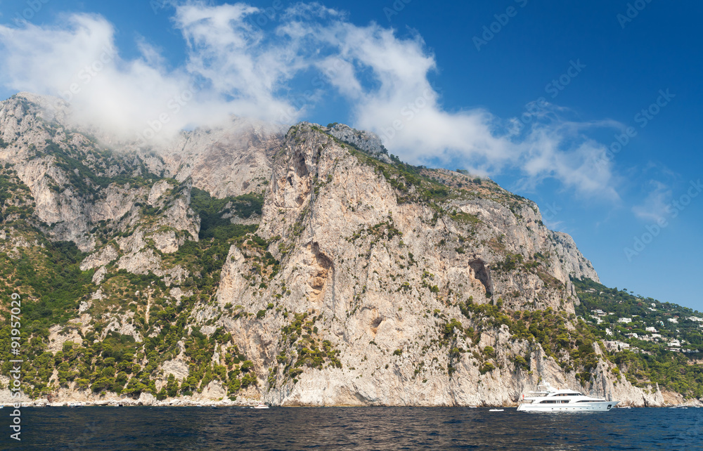 Coastal landscape, rocks and cliffs of Capri island