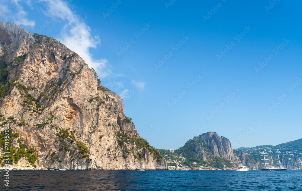 Coastal landscape, rocks of Capri island