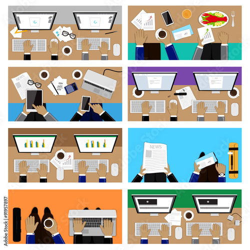 Flat Design Illustration Concepts For Business, Team Work
